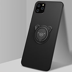 Funda Silicona Carcasa Ultrafina Goma con Magnetico Anillo de dedo Soporte T07 para Apple iPhone 11 Pro Max Negro
