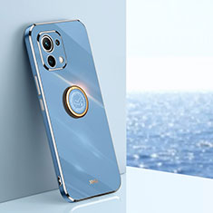 Funda Silicona Carcasa Ultrafina Goma con Magnetico Anillo de dedo Soporte T07 para Xiaomi Mi 11 Lite 5G Azul