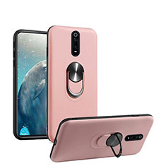 Funda Silicona Carcasa Ultrafina Goma con Magnetico Anillo de dedo Soporte T08 para Xiaomi Redmi K20 Oro Rosa