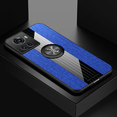 Funda Silicona Carcasa Ultrafina Goma con Magnetico Anillo de dedo Soporte X01L para OnePlus 10R 5G Azul