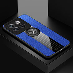 Funda Silicona Carcasa Ultrafina Goma con Magnetico Anillo de dedo Soporte X01L para OnePlus 10T 5G Azul