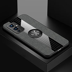 Funda Silicona Carcasa Ultrafina Goma con Magnetico Anillo de dedo Soporte X01L para OnePlus 9 5G Gris