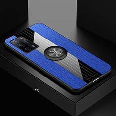 Funda Silicona Carcasa Ultrafina Goma con Magnetico Anillo de dedo Soporte X01L para Oppo A56 5G Azul
