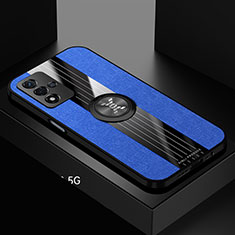 Funda Silicona Carcasa Ultrafina Goma con Magnetico Anillo de dedo Soporte X01L para Oppo A93s 5G Azul