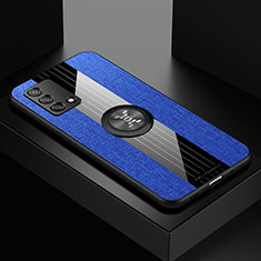 Funda Silicona Carcasa Ultrafina Goma con Magnetico Anillo de dedo Soporte X01L para Oppo F19s Azul