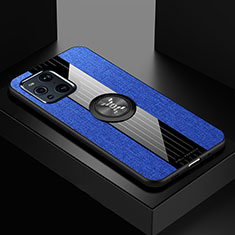 Funda Silicona Carcasa Ultrafina Goma con Magnetico Anillo de dedo Soporte X01L para Oppo Find X3 5G Azul