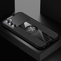 Funda Silicona Carcasa Ultrafina Goma con Magnetico Anillo de dedo Soporte X01L para Oppo K9 Pro 5G Negro