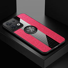 Funda Silicona Carcasa Ultrafina Goma con Magnetico Anillo de dedo Soporte X01L para Oppo Reno8 Pro+ Plus 5G Rojo