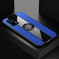 Funda Silicona Carcasa Ultrafina Goma con Magnetico Anillo de dedo Soporte X01L para Realme GT 5G Azul