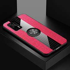 Funda Silicona Carcasa Ultrafina Goma con Magnetico Anillo de dedo Soporte X01L para Realme GT Neo 2T 5G Rojo