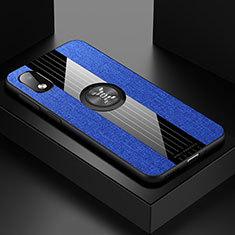 Funda Silicona Carcasa Ultrafina Goma con Magnetico Anillo de dedo Soporte X01L para Samsung Galaxy A01 Core Azul