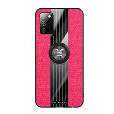 Funda Silicona Carcasa Ultrafina Goma con Magnetico Anillo de dedo Soporte X01L para Samsung Galaxy A03s Rojo