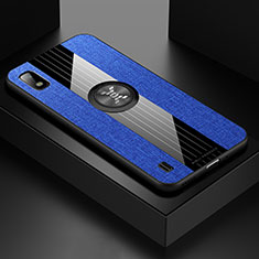 Funda Silicona Carcasa Ultrafina Goma con Magnetico Anillo de dedo Soporte X01L para Samsung Galaxy A10 Azul