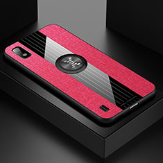 Funda Silicona Carcasa Ultrafina Goma con Magnetico Anillo de dedo Soporte X01L para Samsung Galaxy A10 Rojo