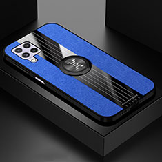 Funda Silicona Carcasa Ultrafina Goma con Magnetico Anillo de dedo Soporte X01L para Samsung Galaxy A22 4G Azul