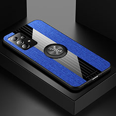 Funda Silicona Carcasa Ultrafina Goma con Magnetico Anillo de dedo Soporte X01L para Samsung Galaxy A52 4G Azul