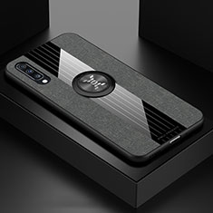 Funda Silicona Carcasa Ultrafina Goma con Magnetico Anillo de dedo Soporte X01L para Samsung Galaxy A70 Gris