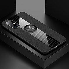 Funda Silicona Carcasa Ultrafina Goma con Magnetico Anillo de dedo Soporte X01L para Samsung Galaxy A71 4G A715 Negro