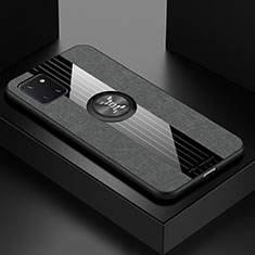 Funda Silicona Carcasa Ultrafina Goma con Magnetico Anillo de dedo Soporte X01L para Samsung Galaxy A81 Gris