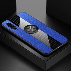 Funda Silicona Carcasa Ultrafina Goma con Magnetico Anillo de dedo Soporte X01L para Samsung Galaxy A90 5G Azul