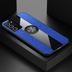 Funda Silicona Carcasa Ultrafina Goma con Magnetico Anillo de dedo Soporte X01L para Samsung Galaxy Note 20 5G Azul