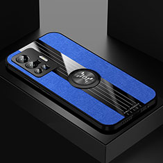 Funda Silicona Carcasa Ultrafina Goma con Magnetico Anillo de dedo Soporte X01L para Vivo X70 Pro 5G Azul