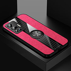 Funda Silicona Carcasa Ultrafina Goma con Magnetico Anillo de dedo Soporte X01L para Vivo X70 Pro 5G Rojo