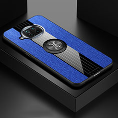 Funda Silicona Carcasa Ultrafina Goma con Magnetico Anillo de dedo Soporte X01L para Xiaomi Mi 10i 5G Azul