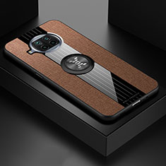 Funda Silicona Carcasa Ultrafina Goma con Magnetico Anillo de dedo Soporte X01L para Xiaomi Mi 10i 5G Marron
