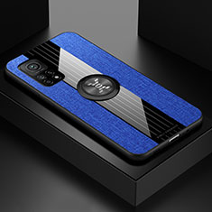 Funda Silicona Carcasa Ultrafina Goma con Magnetico Anillo de dedo Soporte X01L para Xiaomi Mi 10T Pro 5G Azul