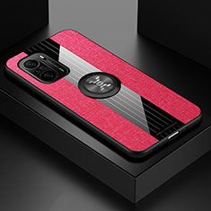 Funda Silicona Carcasa Ultrafina Goma con Magnetico Anillo de dedo Soporte X01L para Xiaomi Mi 11X 5G Rojo