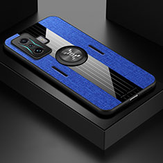 Funda Silicona Carcasa Ultrafina Goma con Magnetico Anillo de dedo Soporte X01L para Xiaomi Poco F4 GT 5G Azul