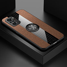 Funda Silicona Carcasa Ultrafina Goma con Magnetico Anillo de dedo Soporte X01L para Xiaomi Poco M5S Marron