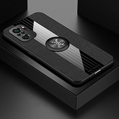 Funda Silicona Carcasa Ultrafina Goma con Magnetico Anillo de dedo Soporte X01L para Xiaomi Poco M5S Negro