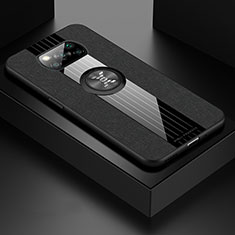 Funda Silicona Carcasa Ultrafina Goma con Magnetico Anillo de dedo Soporte X01L para Xiaomi Poco X3 NFC Negro