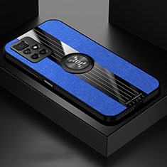 Funda Silicona Carcasa Ultrafina Goma con Magnetico Anillo de dedo Soporte X01L para Xiaomi Redmi 10 4G Azul