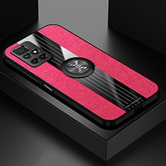 Funda Silicona Carcasa Ultrafina Goma con Magnetico Anillo de dedo Soporte X01L para Xiaomi Redmi 10 4G Rojo