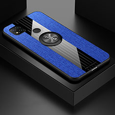 Funda Silicona Carcasa Ultrafina Goma con Magnetico Anillo de dedo Soporte X01L para Xiaomi Redmi 9 India Azul
