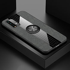 Funda Silicona Carcasa Ultrafina Goma con Magnetico Anillo de dedo Soporte X01L para Xiaomi Redmi 9 Power Gris