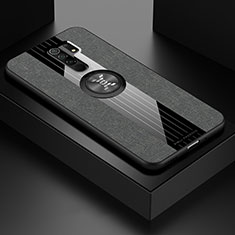 Funda Silicona Carcasa Ultrafina Goma con Magnetico Anillo de dedo Soporte X01L para Xiaomi Redmi 9 Prime India Gris