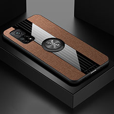 Funda Silicona Carcasa Ultrafina Goma con Magnetico Anillo de dedo Soporte X01L para Xiaomi Redmi K30S 5G Marron