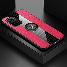 Funda Silicona Carcasa Ultrafina Goma con Magnetico Anillo de dedo Soporte X01L para Xiaomi Redmi K40 Pro+ Plus 5G Rojo