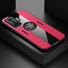 Funda Silicona Carcasa Ultrafina Goma con Magnetico Anillo de dedo Soporte X01L para Xiaomi Redmi K50 Gaming 5G Rojo