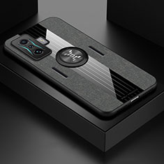 Funda Silicona Carcasa Ultrafina Goma con Magnetico Anillo de dedo Soporte X01L para Xiaomi Redmi K50 Gaming AMG F1 5G Gris