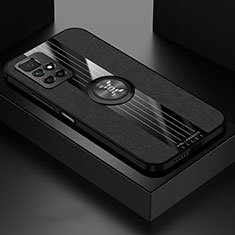 Funda Silicona Carcasa Ultrafina Goma con Magnetico Anillo de dedo Soporte X01L para Xiaomi Redmi Note 11 4G (2021) Negro