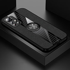 Funda Silicona Carcasa Ultrafina Goma con Magnetico Anillo de dedo Soporte X01L para Xiaomi Redmi Note 11 5G Negro