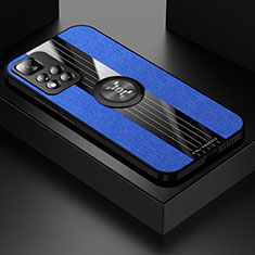 Funda Silicona Carcasa Ultrafina Goma con Magnetico Anillo de dedo Soporte X01L para Xiaomi Redmi Note 11 Pro+ Plus 5G Azul