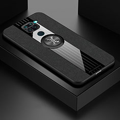 Funda Silicona Carcasa Ultrafina Goma con Magnetico Anillo de dedo Soporte X01L para Xiaomi Redmi Note 9 Negro