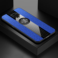Funda Silicona Carcasa Ultrafina Goma con Magnetico Anillo de dedo Soporte X01L para Xiaomi Redmi Note 9 Pro Azul