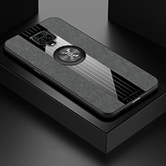 Funda Silicona Carcasa Ultrafina Goma con Magnetico Anillo de dedo Soporte X01L para Xiaomi Redmi Note 9 Pro Gris